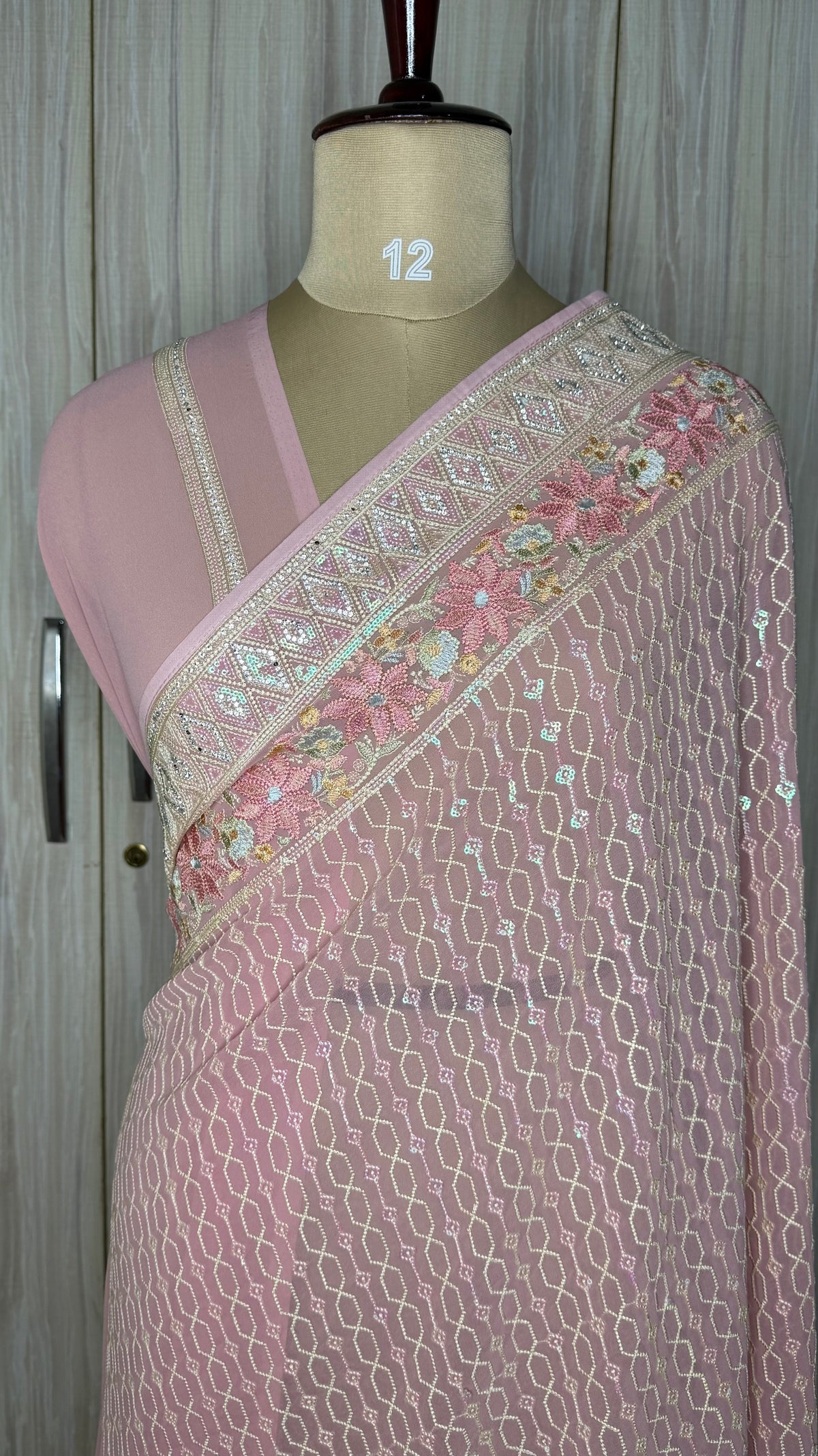 Pastel Pink Embrodiary Designer Saree
