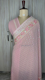 Pastel Pink Embrodiary Designer Saree