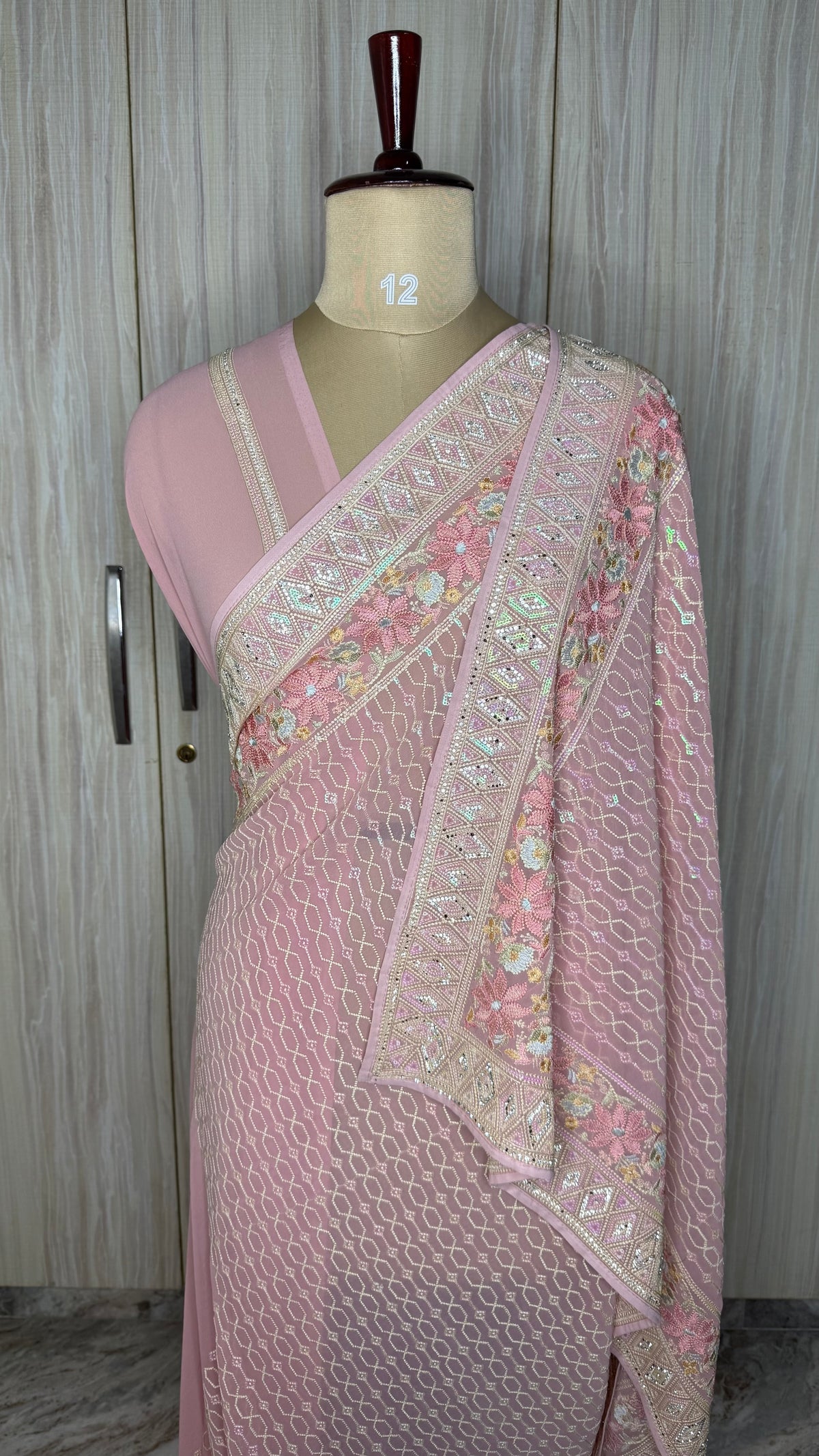 Pastel Pink Embrodiary Designer Saree