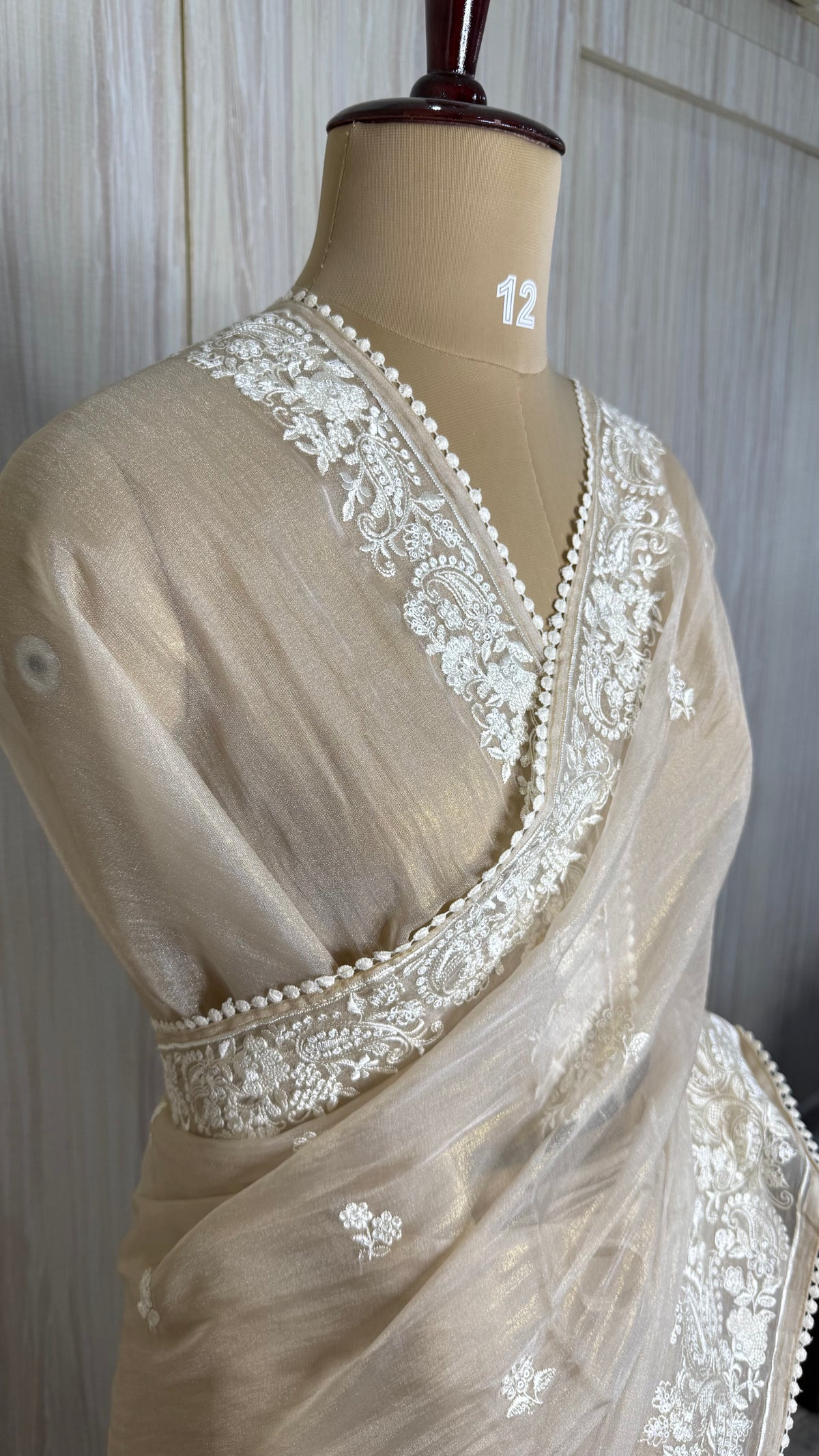 Cream Tissue Shimmer with Sequin Saree