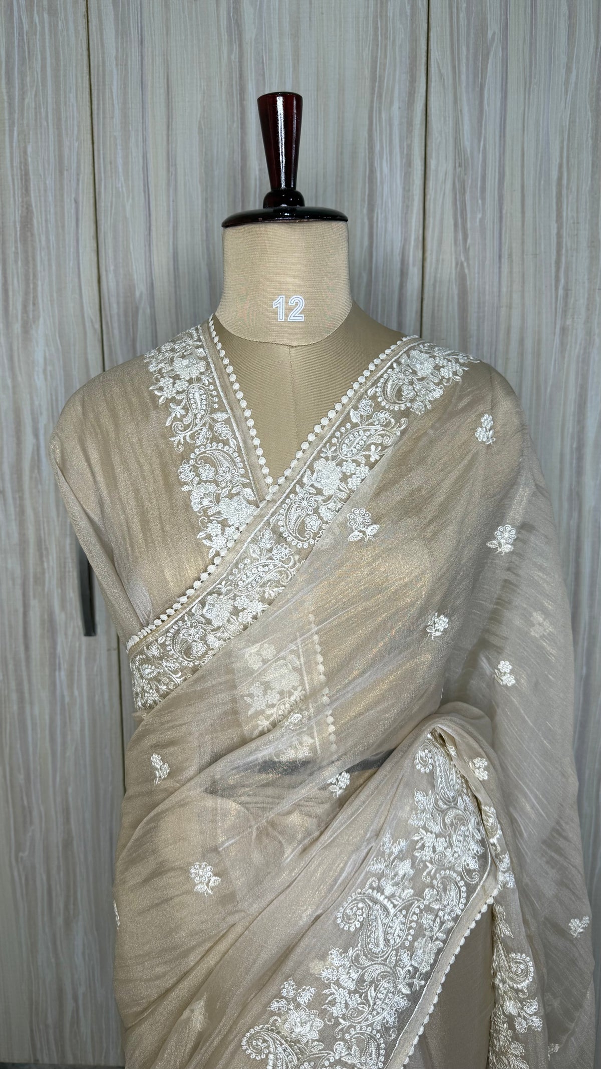 Cream Tissue Shimmer with Sequin Saree