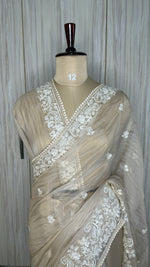 Cream Tissue Shimmer with Sequin Saree