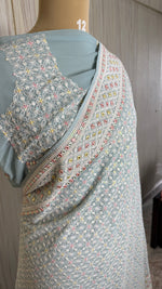Pastel Blue Chikankari Designer Saree