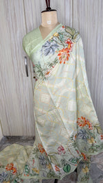 Pista Green Soft Tussar Saree