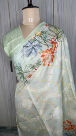 Pista Green Soft Tussar Saree