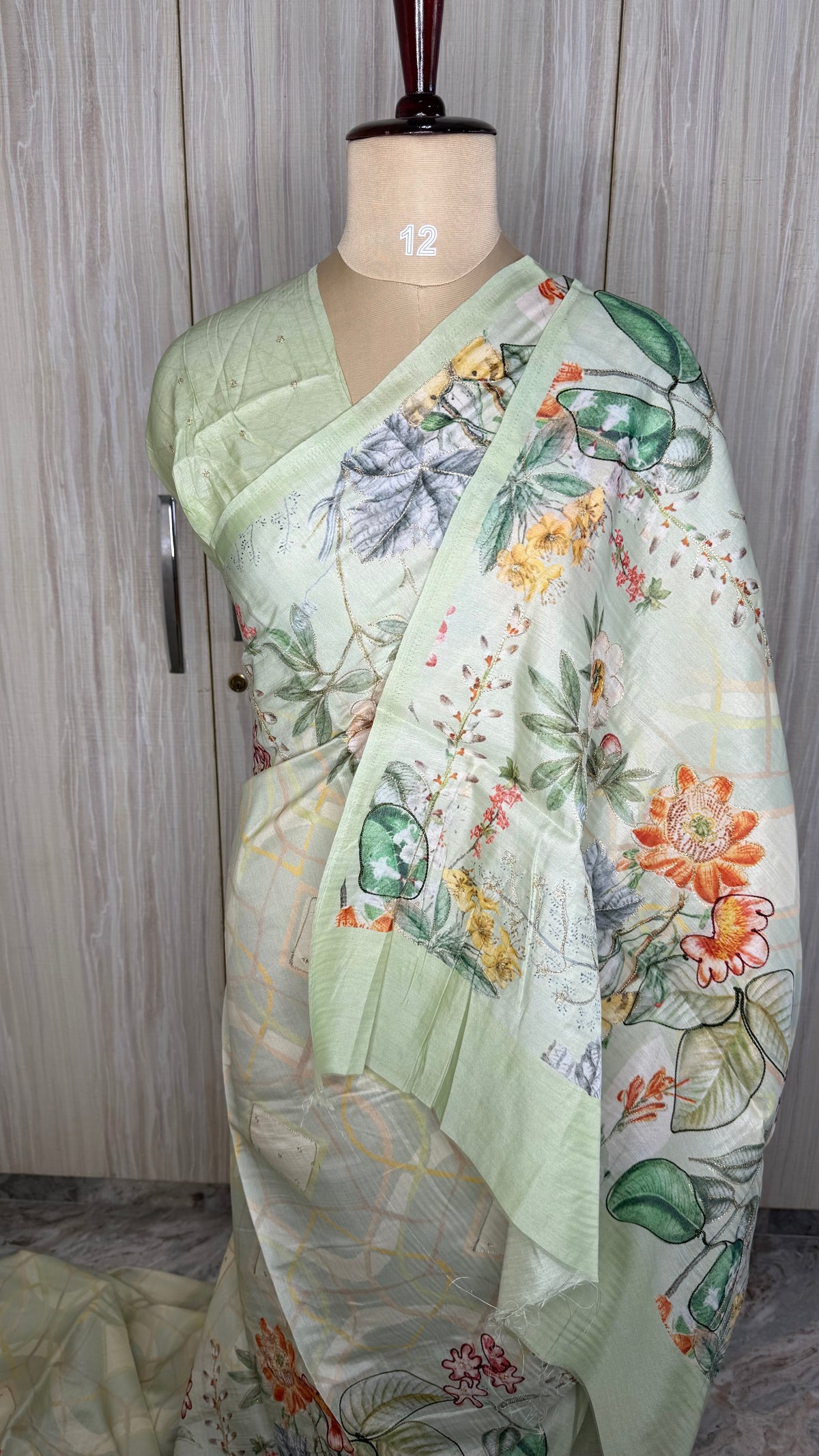 Pista Green Soft Tussar Saree