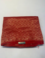 Red Half and Half Semi Crepe Saree