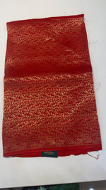 Red Half and Half Semi Crepe Saree