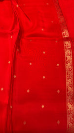 Red Half and Half Semi Crepe Saree