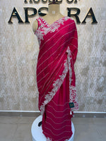 Rani Pink Handwork Stitched Blouse Designer Party Saree