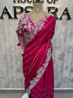 Rani Pink Handwork Stitched Blouse Designer Party Saree