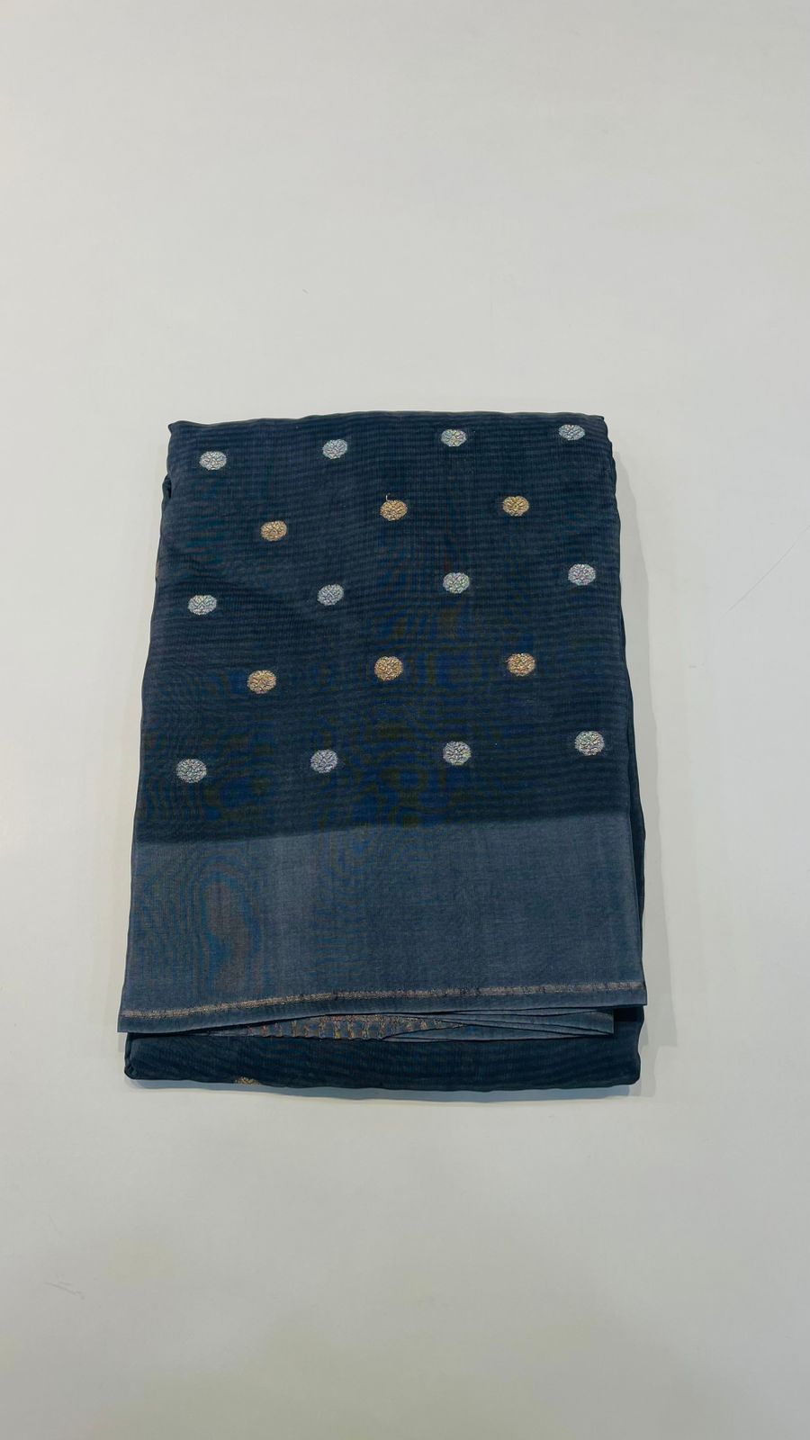 Bluish Grey Butta with Satin Border