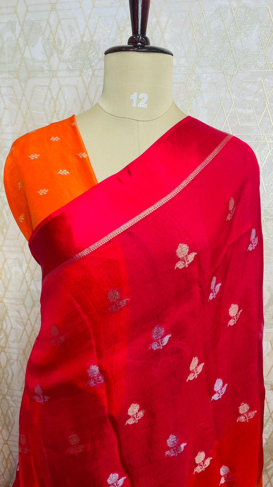 Pink and Orange Shaded Jute Linen Saree
