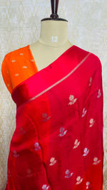 Pink and Orange Shaded Jute Linen Saree