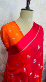 Pink and Orange Shaded Jute Linen Saree