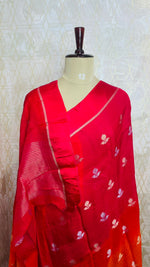 Pink and Orange Shaded Jute Linen Saree