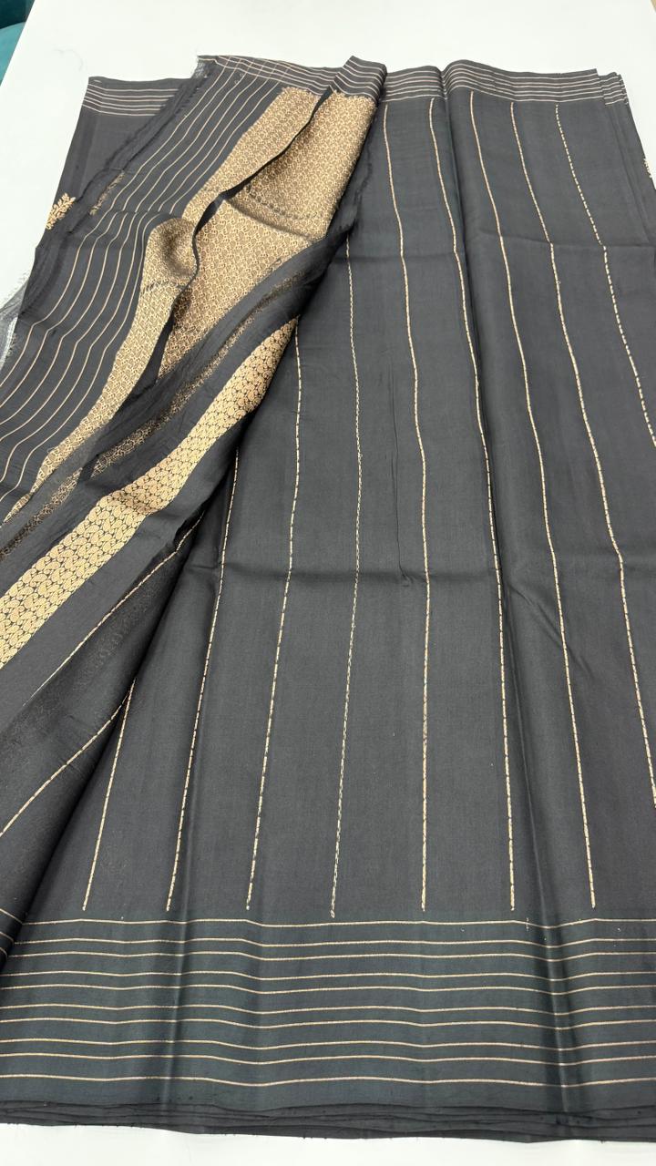 Black Pure Row Mango saree 02