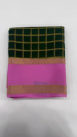 Bottel Green Stripes Pure Mysore Silk Crape Saree 01
