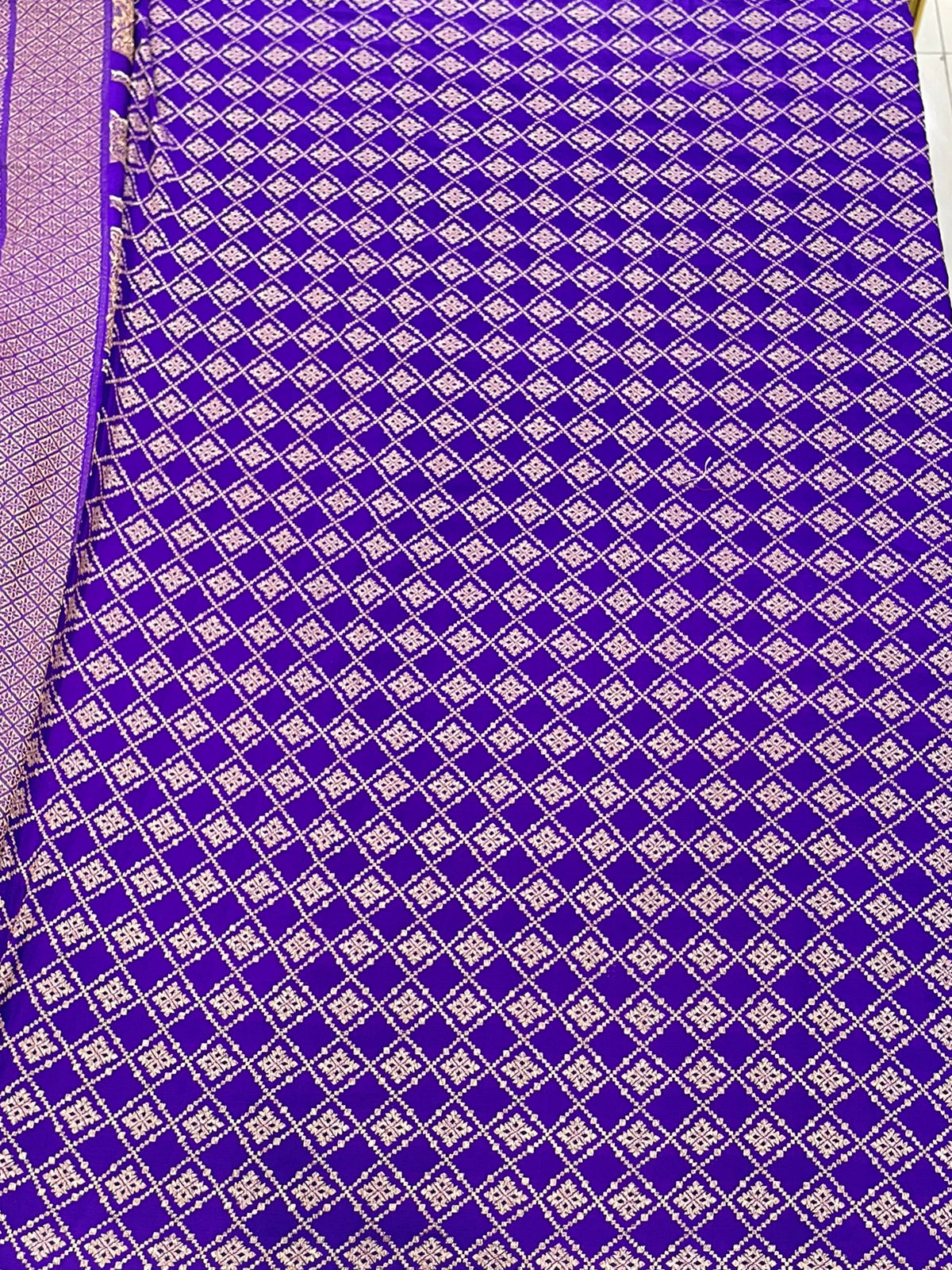 Purple Pure Banarasi Crepe Saree 03