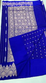 Royal Blue Pure Katan Designer saree 02