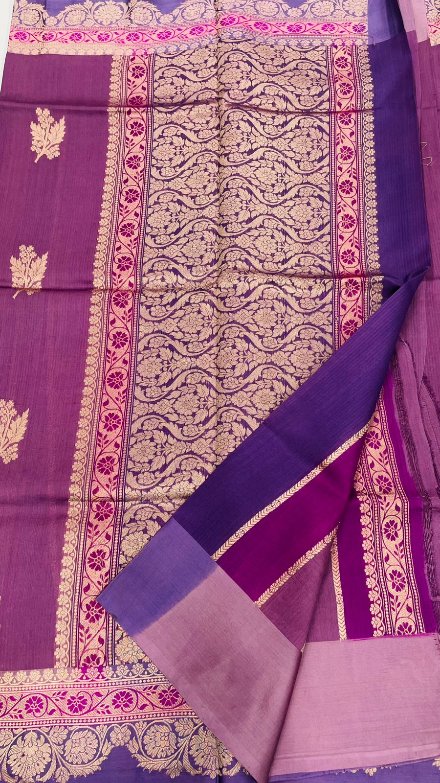 Purple Pure Katan Designer saree 02