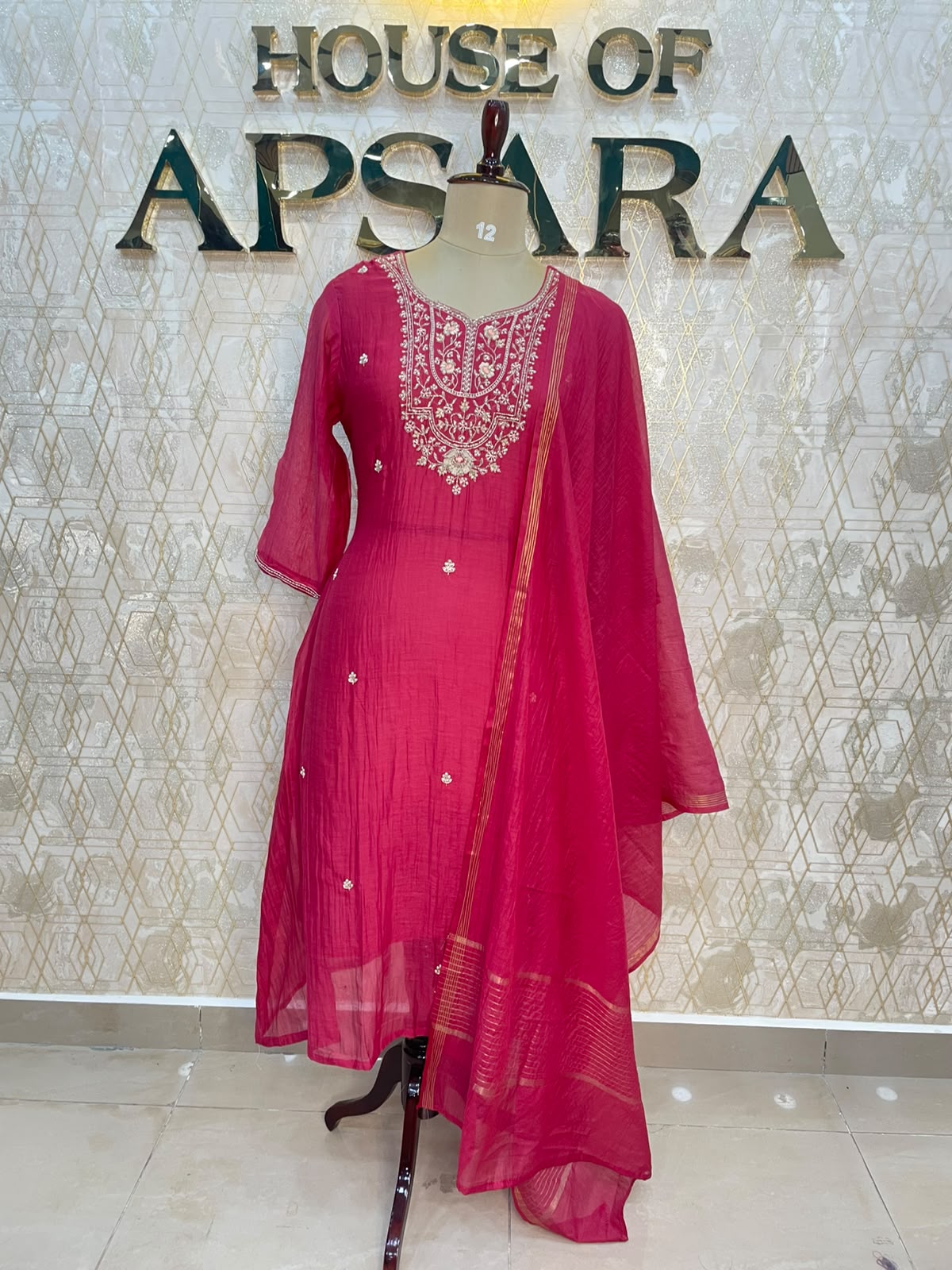 Pink Mul Chanderi Airline Kurtha 117
