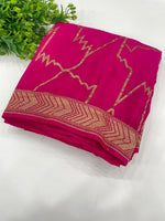 Pink Pure Banarasi Crepe Saree 03