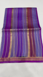 Purple Pure Rangkart Kora Stripes Organza saree 02