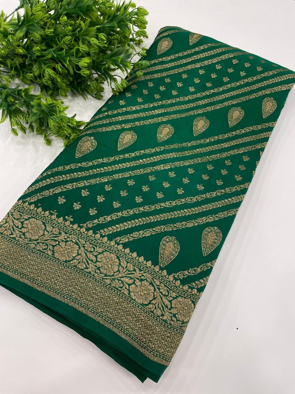 GreenPure Banarasi Crepe Self Saree 03