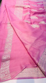 Baby Pink With Silver Zari Pure Khaddi Chiffon