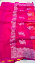 Yellow n Pink With Silver Zari Pure Khaddi Chiffon
