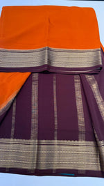 Rust Orange Pure Mysore Silk Crepe Saree 01