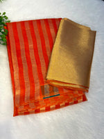 Orange Pure Tissue Stripes Saree 11