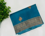 Blue Pure Kora Organza Antique saree 02