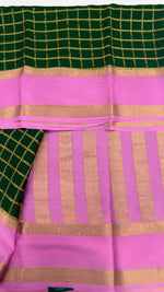 Bottel Green Stripes Pure Mysore Silk Crape Saree 01
