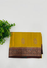Mustard Yellow Pure Kora Designer saree 02