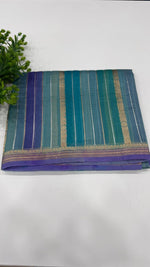 Blue Pure Rangkart Kora Stripes Organza saree 02