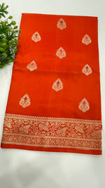 Orange Pure Katan Big Butta Designer saree 02