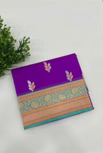 Purple Pure Kora Katan Designer saree 02
