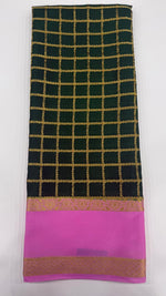 Bottel Green Stripes Pure Mysore Silk Crape Saree 01