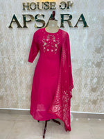 Pink Mul Chanderi Silk Hand Embroidery Kurtha 114