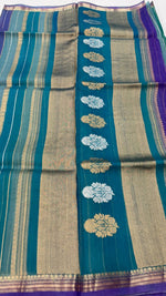 Blue Pure Rangkart Kora Stripes Organza saree 02