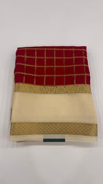 Maroon Stripes Pure Mysore Silk Crape Saree 01
