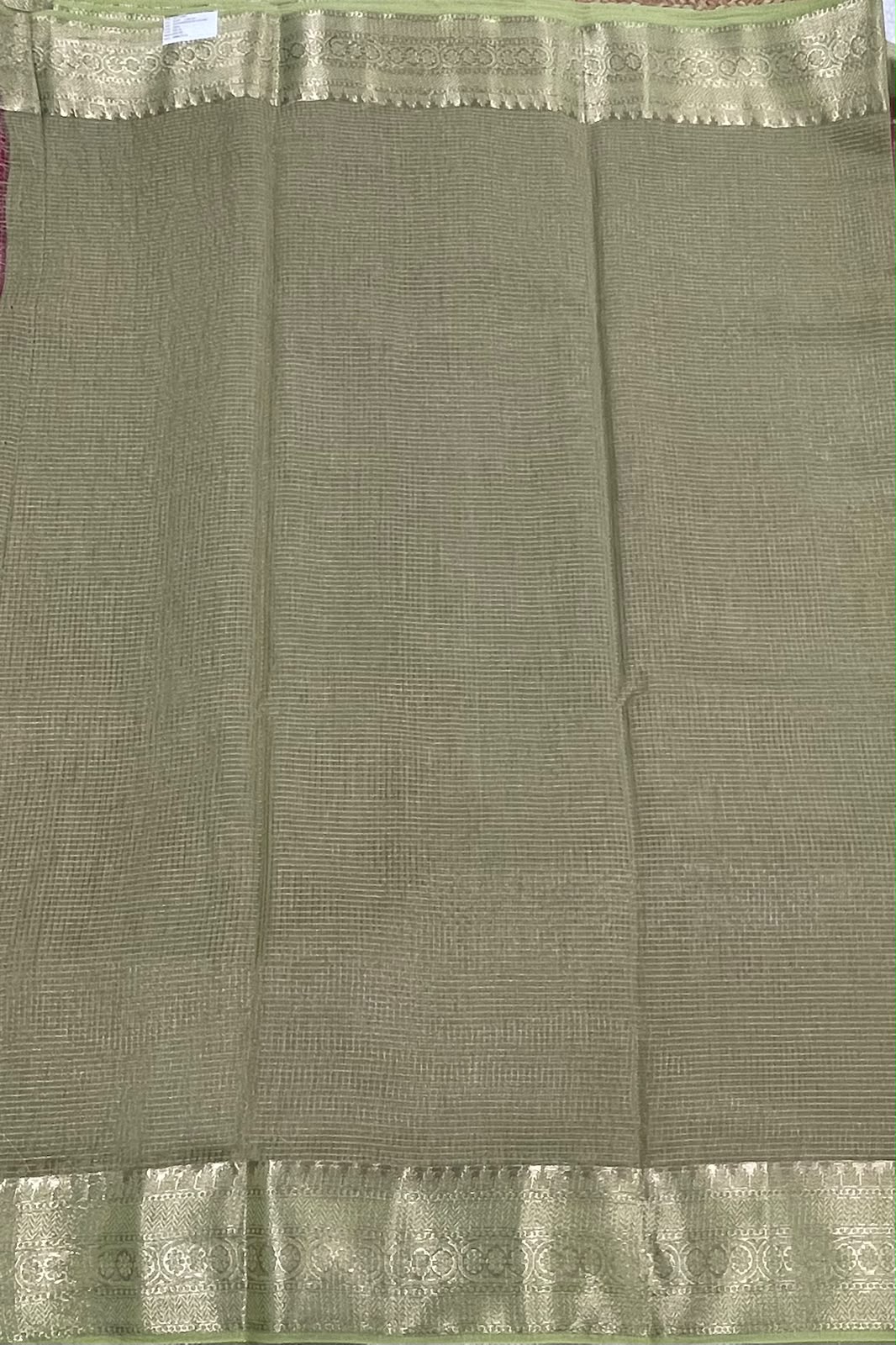 Red n Pista Green Checks Cotton Silk Saree 13