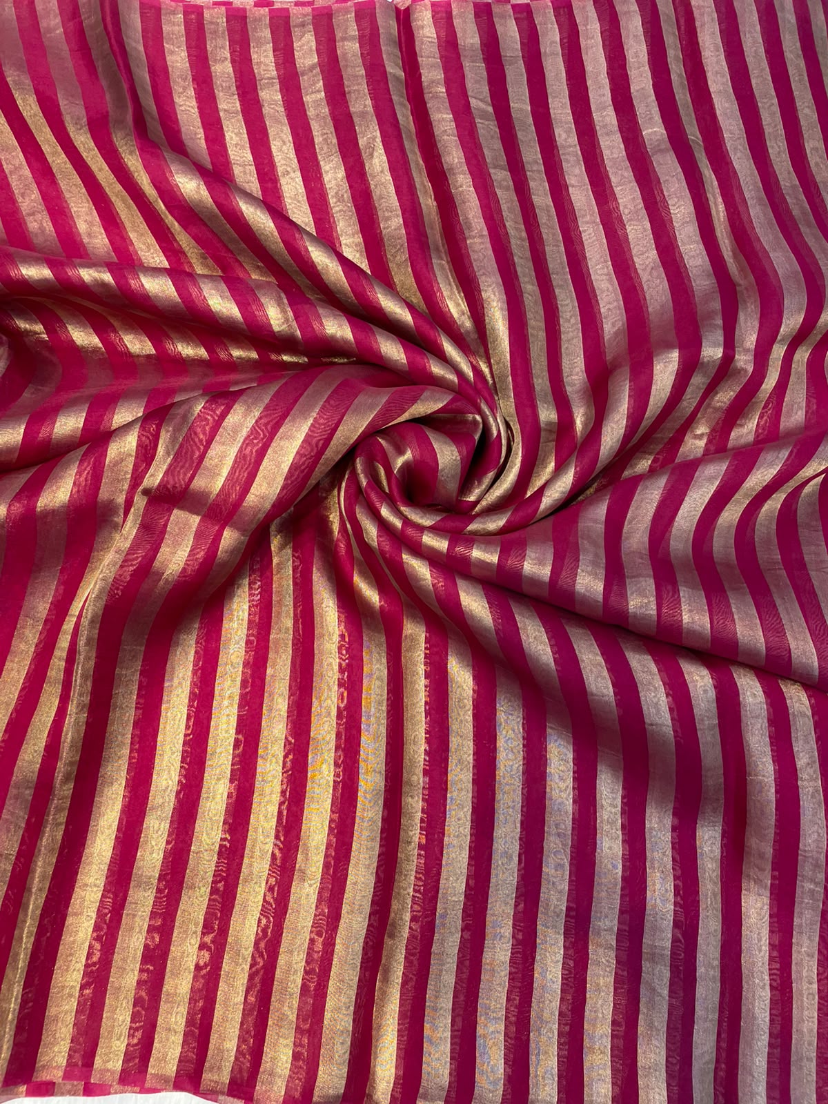 Dark Pink Pure Tissue Stripes Saree 11