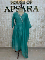 Sea Blue Mul Chanderi Airline Kurtha 113