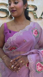 Lilac Soft Organza Embroidery Saree 40